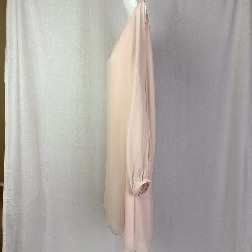 Gianni Bini Women's Blush Pink V Neck Long Sleeve‎ Shift Dress Size M
